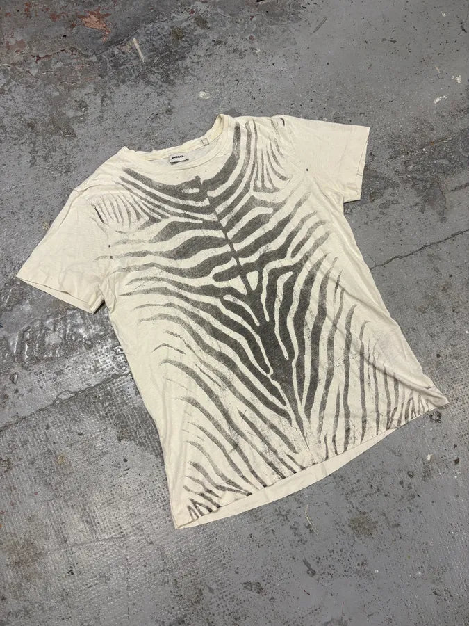 Diesel White Zebra Skeleton T-Shirt NBTklqK 3
