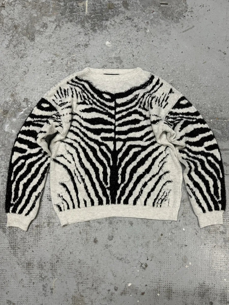 Diesel Zebra Grey & Black Sweater kzrVbss 5