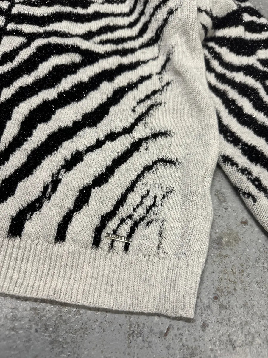 Diesel Zebra Grey & Black Sweater kzrVbss 7
