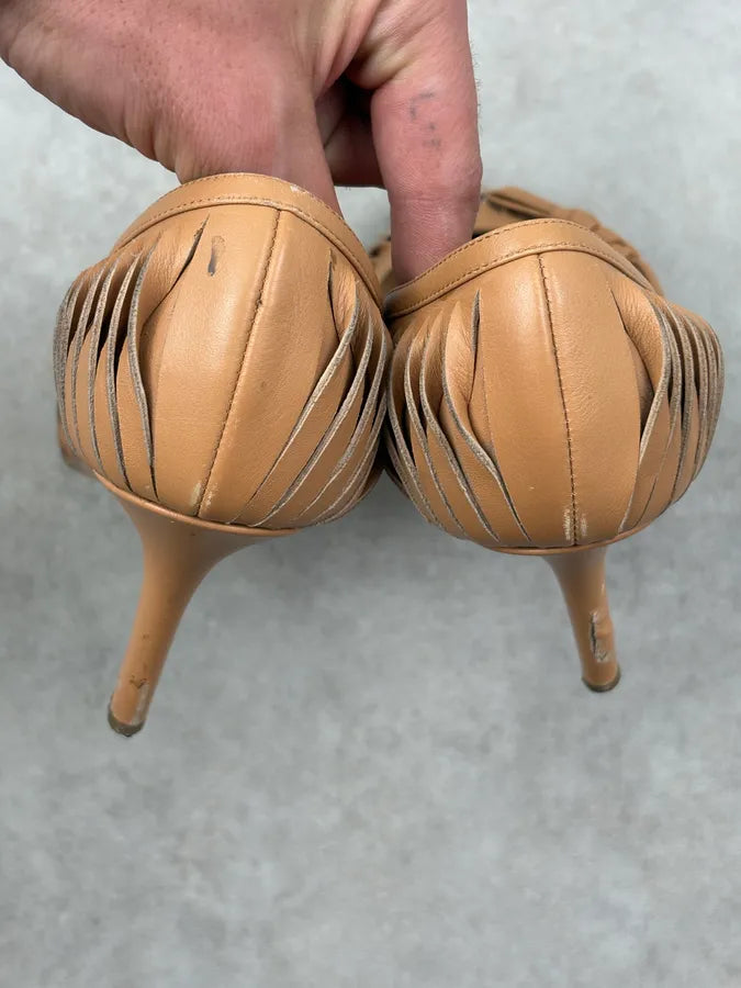 2000s Dior Beige Leather Pleated Heels FPlOTdi 5