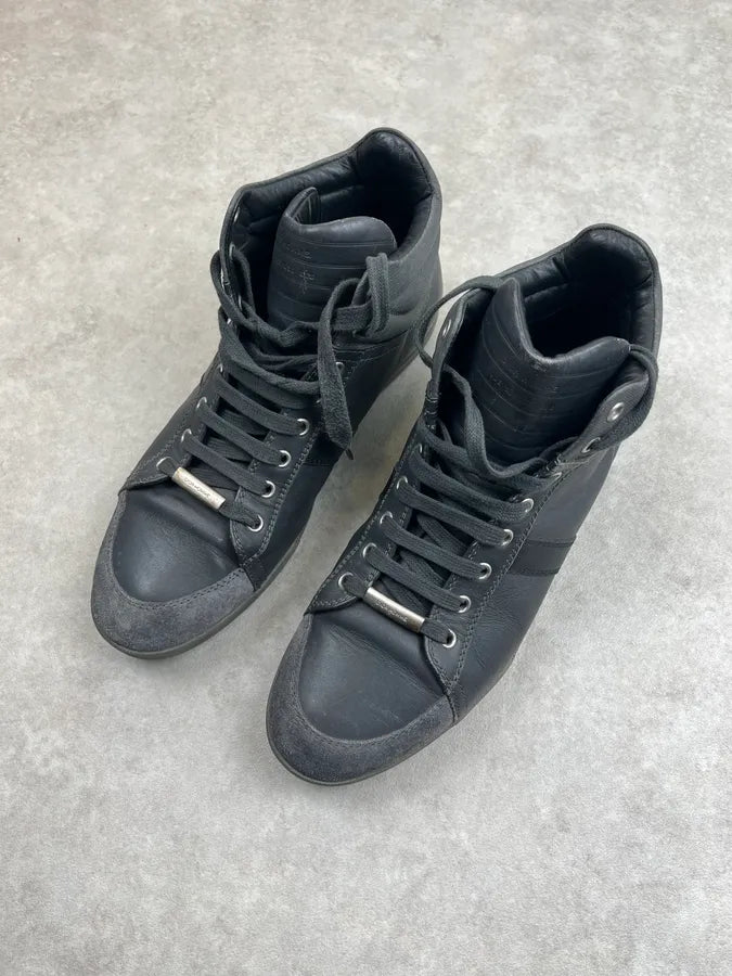 2010s Dior Black & Grey Leather High Sneakers zunDmsz 3