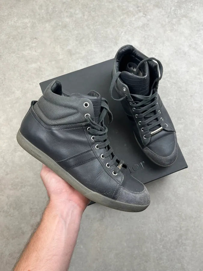 2010s Dior Black & Grey Leather High Sneakers zunDmsz 0