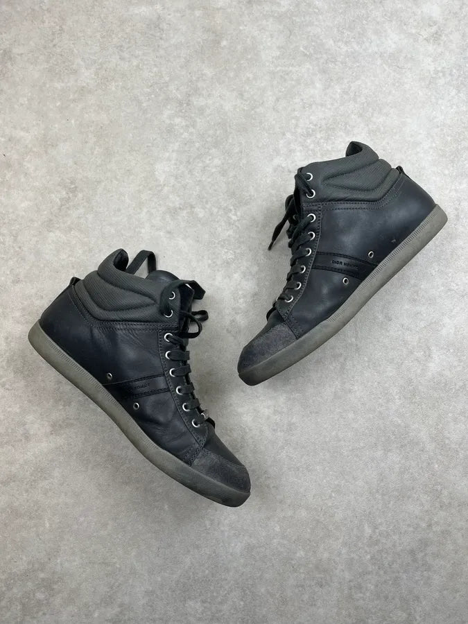 2010s Dior Black & Grey Leather High Sneakers zunDmsz 4