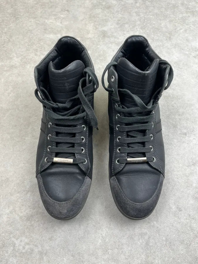 2010s Dior Black & Grey Leather High Sneakers zunDmsz 1