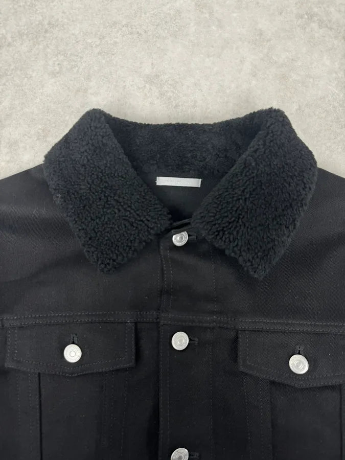 Dior Black Buttoned Fur Collar Premium Trucker Jacket dAPvcBy 3