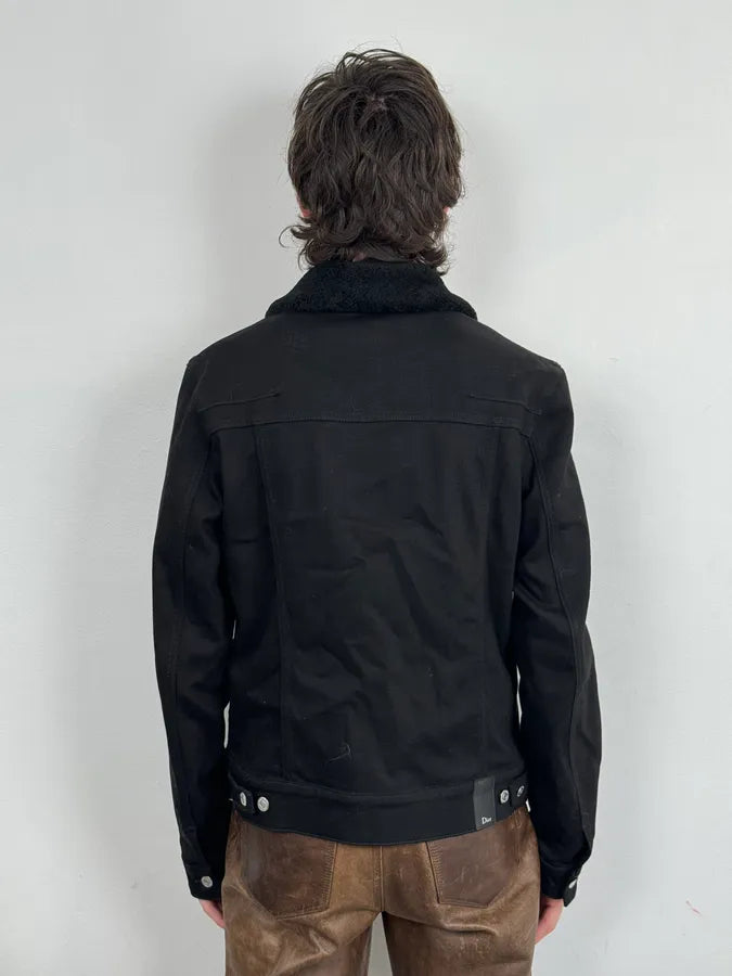 Dior Black Buttoned Fur Collar Premium Trucker Jacket dAPvcBy 2