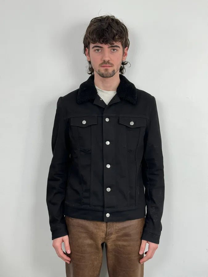 Dior Black Buttoned Fur Collar Premium Trucker Jacket dAPvcBy 1
