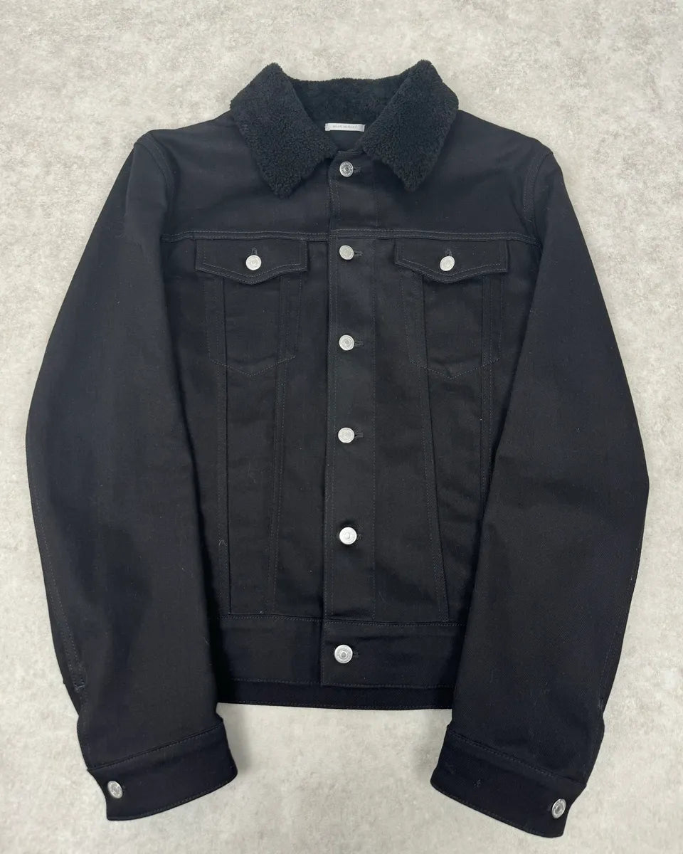 Dior Black Buttoned Fur Collar Premium Trucker Jacket dAPvcBy 0