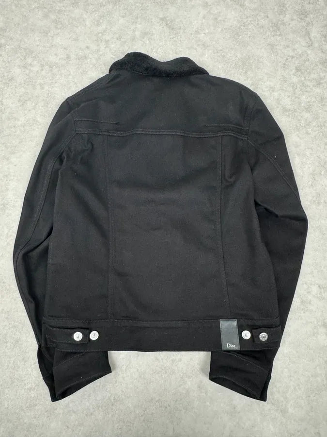 Dior Black Buttoned Fur Collar Premium Trucker Jacket dAPvcBy 5