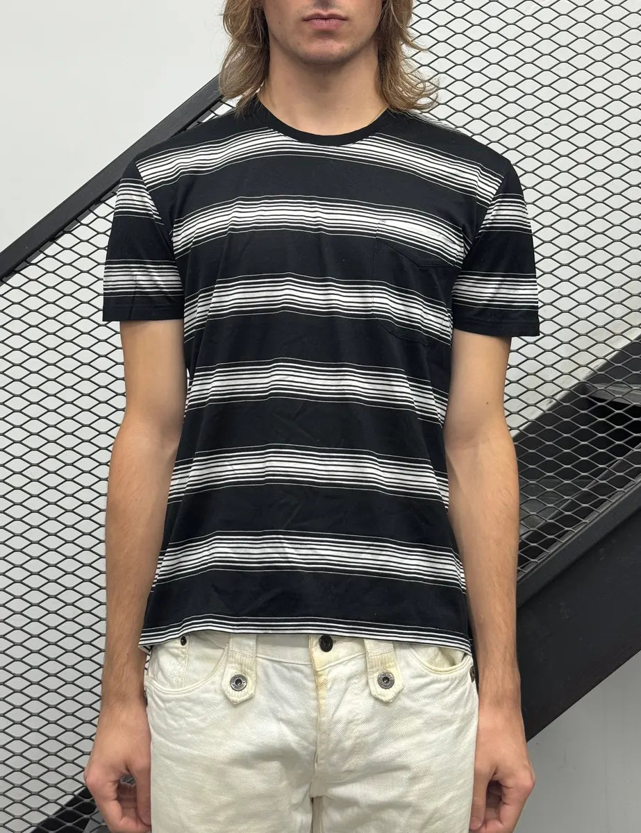 2000s Dior Black Cotton Striped T-Shirt GGVPFsE 1