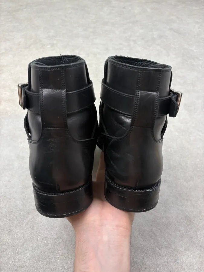 Dior Black Leather Buckle Strap Ankle Boots rKVQyXd 6