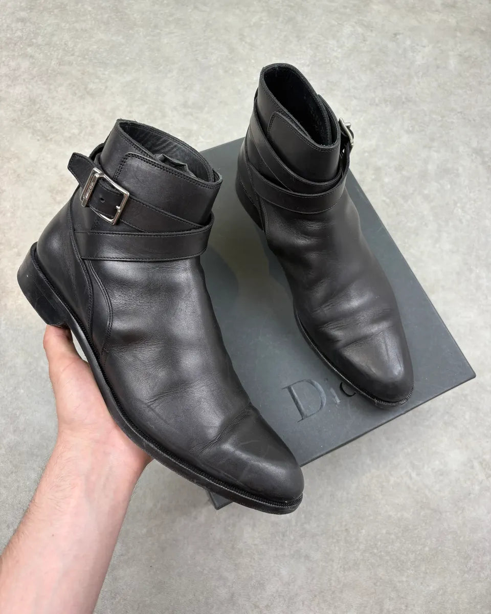 Dior Black Leather Buckle Strap Ankle Boots rKVQyXd 0