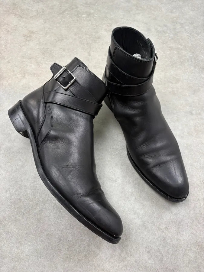 Dior Black Leather Buckle Strap Ankle Boots rKVQyXd 4