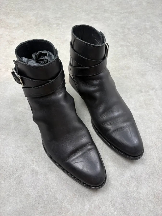 Dior Black Leather Buckle Strap Ankle Boots rKVQyXd 3