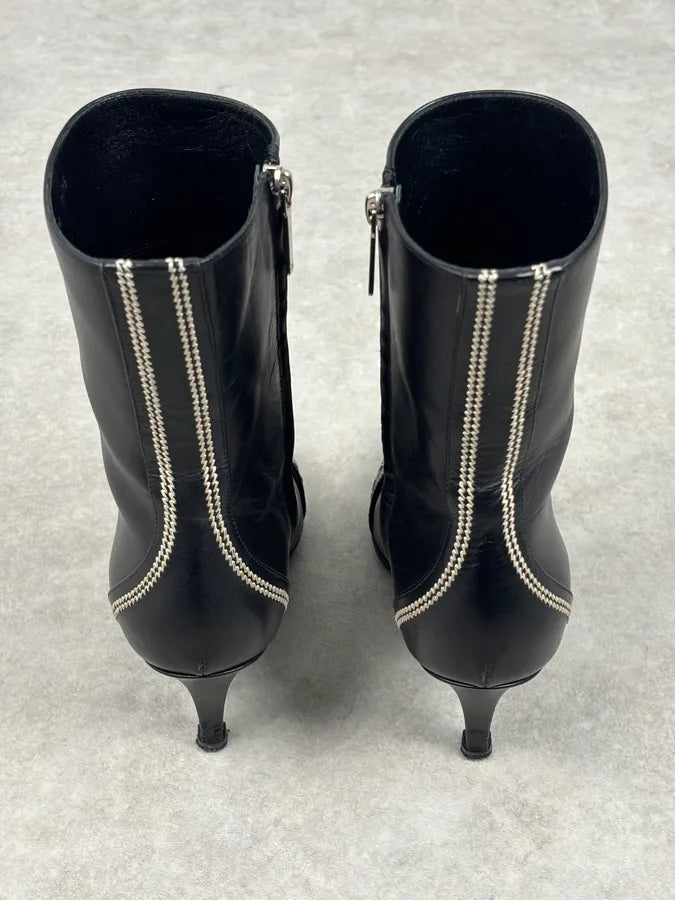 FW2004 Dior Pointy D Black Leather Buckle Ankle Boots Heels by Galliano  OKjyFXF 10