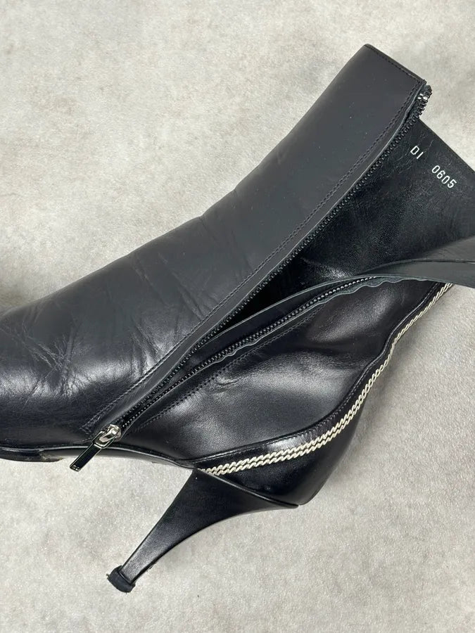 FW2004 Dior Pointy D Black Leather Buckle Ankle Boots Heels by Galliano  OKjyFXF 13
