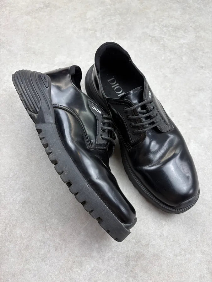 AW2023 Dior Combat Black Leather Derby Boots VIwfSWJ 4