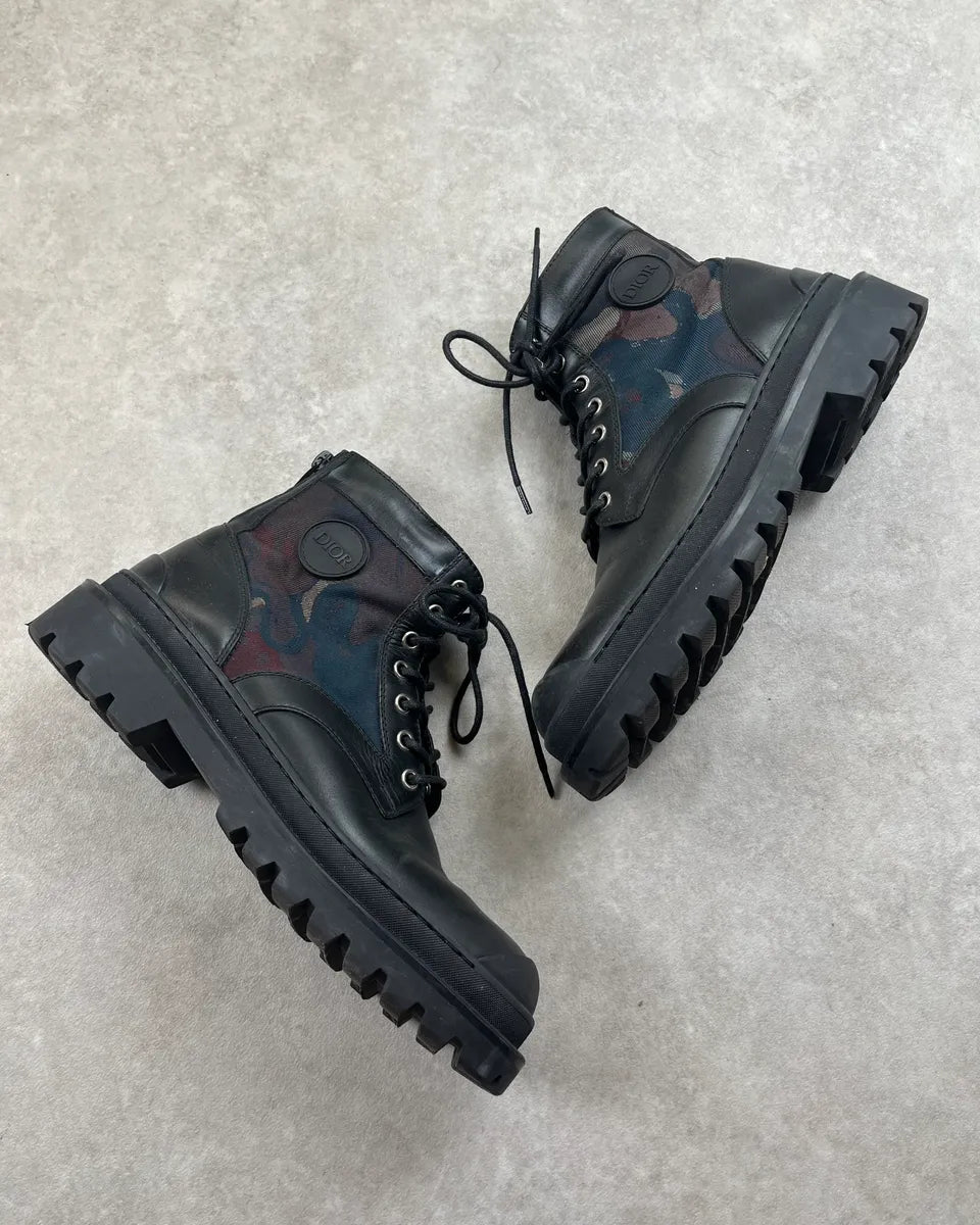 Dior Black Leather Explorer Camo Lace-Up Boots fJrIhPQ 1