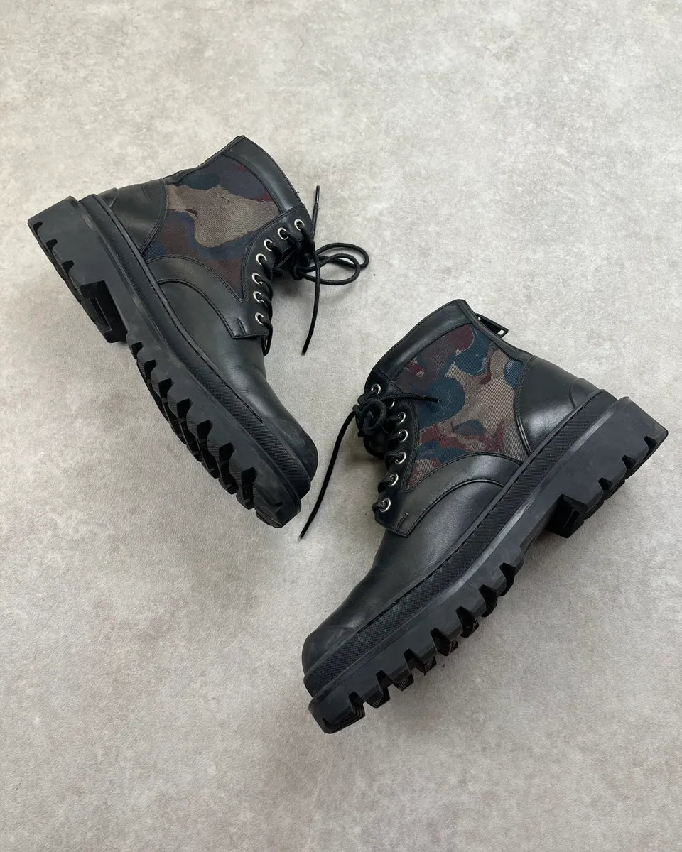 Dior Black Leather Explorer Camo Lace-Up Boots fJrIhPQ 2
