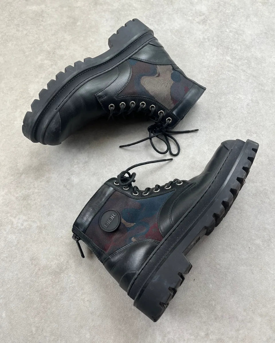 Dior Black Leather Explorer Camo Lace-Up Boots fJrIhPQ 3