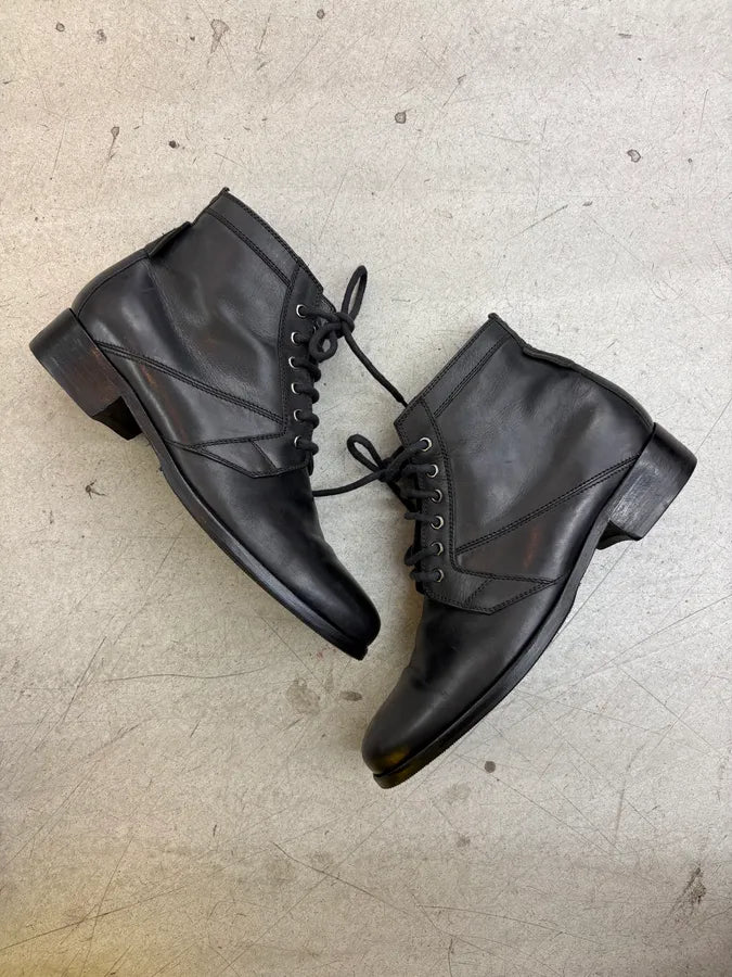 2000s Dior Black Leather Lace-Up Boots JyxueRd 4