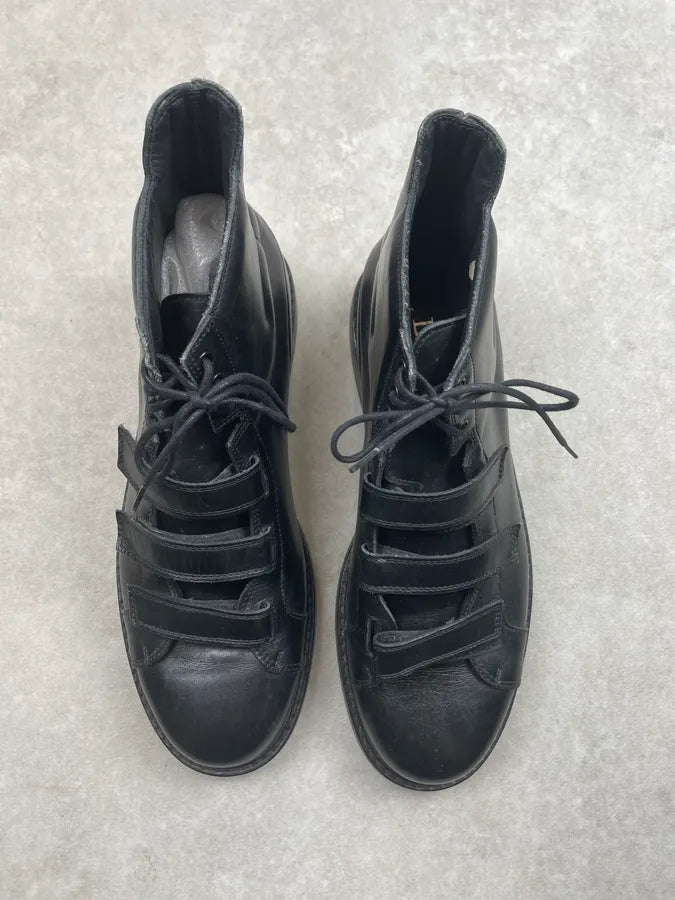 AW2008 Dior Black Leather Velcro Strap Boots by Kris Van Assche WgoTKqd 1