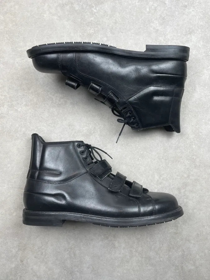AW2008 Dior Black Leather Velcro Strap Boots by Kris Van Assche WgoTKqd 3