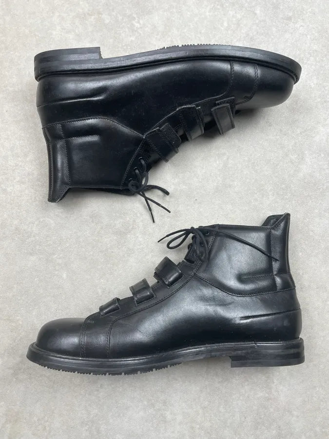 AW2008 Dior Black Leather Velcro Strap Boots by Kris Van Assche WgoTKqd 4