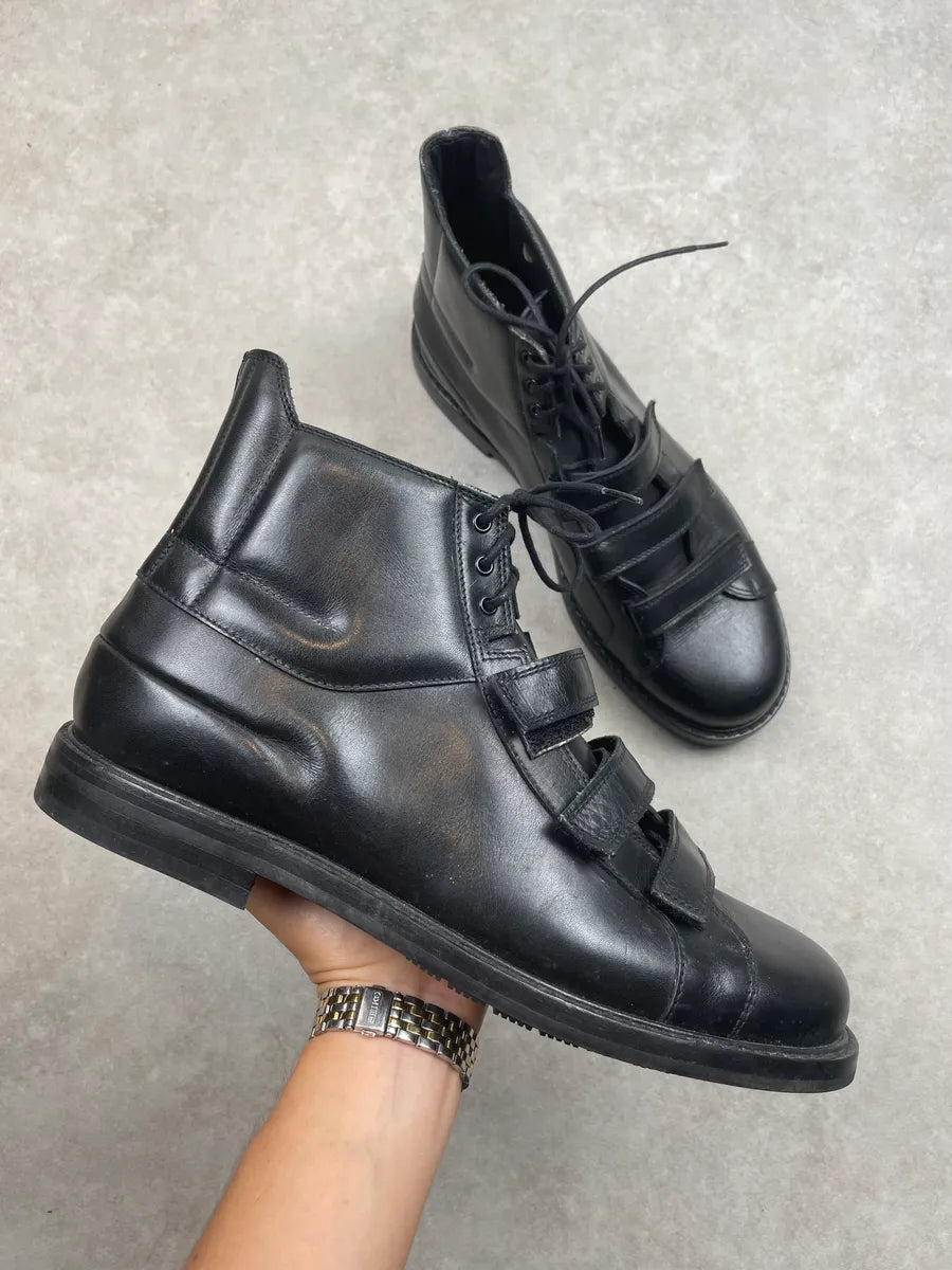 AW2008 Dior Black Leather Velcro Strap Boots by Kris Van Assche WgoTKqd 0