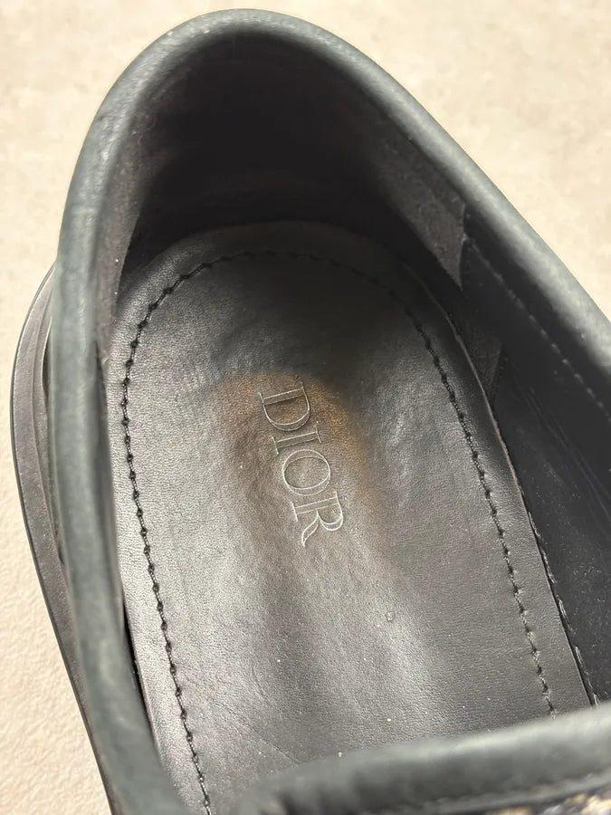 Dior Black Monogram Derby Leather Shoes QEFHruC 9