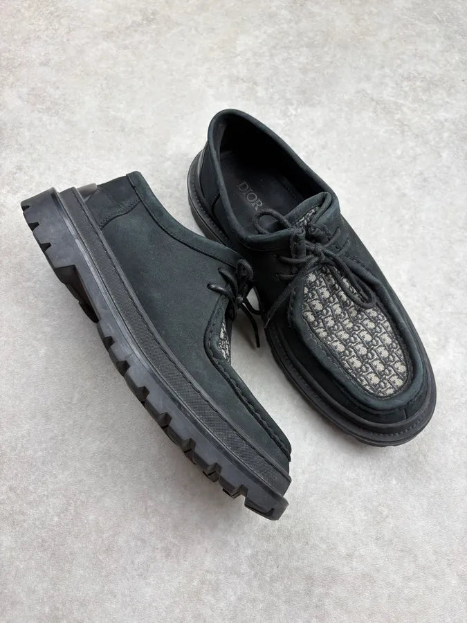Dior Black Monogram Derby Leather Shoes QEFHruC 5