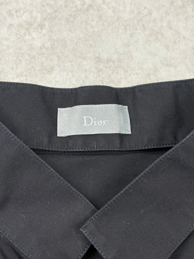 2010s Dior Black Simple Classy Mao Collar Shirt by Kris Van Assche CWHIeQz 7