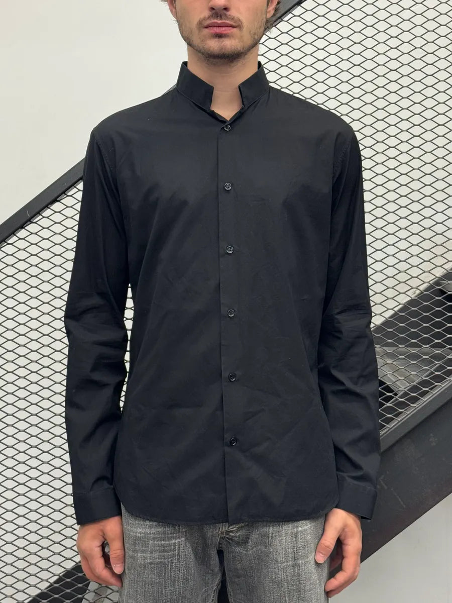 2010s Dior Black Simple Classy Mao Collar Shirt by Kris Van Assche CWHIeQz 1