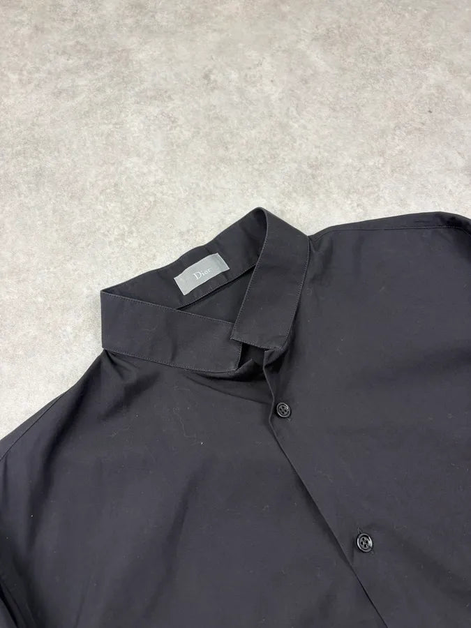 2010s Dior Black Simple Classy Mao Collar Shirt by Kris Van Assche CWHIeQz 4