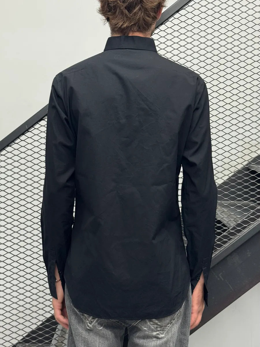 2010s Dior Black Simple Classy Mao Collar Shirt by Kris Van Assche CWHIeQz 2