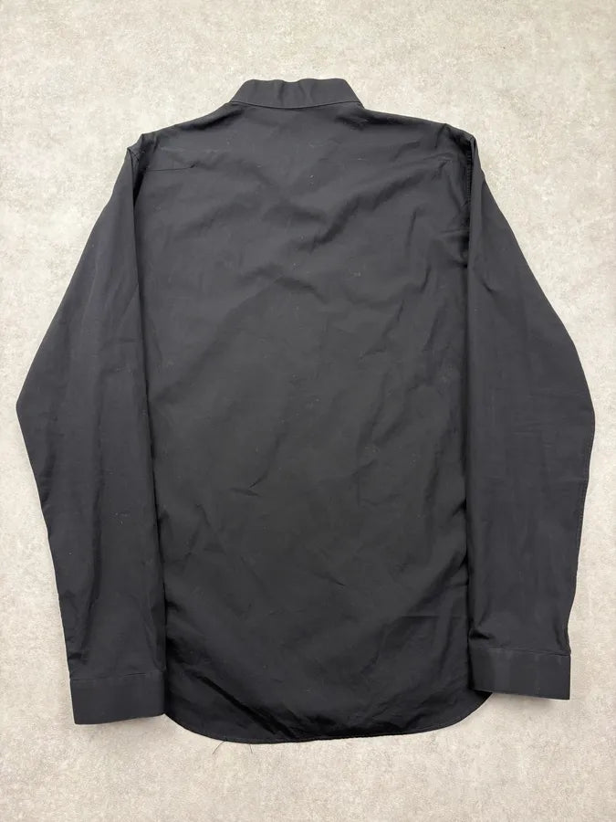 2010s Dior Black Simple Classy Mao Collar Shirt by Kris Van Assche CWHIeQz 5