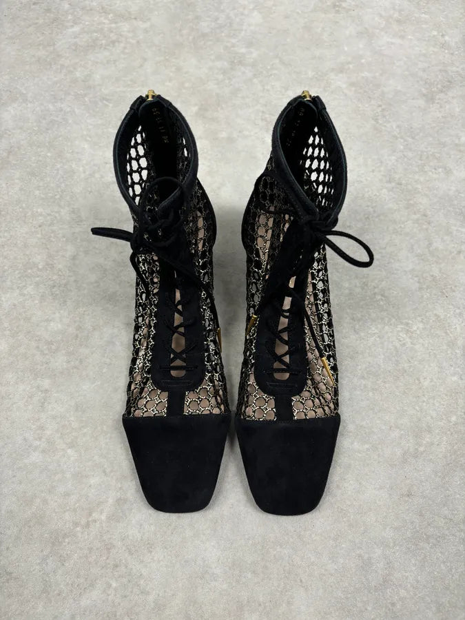 2000s Christian Dior Naughtily Black Spike Aglet Lace-Up Ankle Boots GYHZAWZ 4