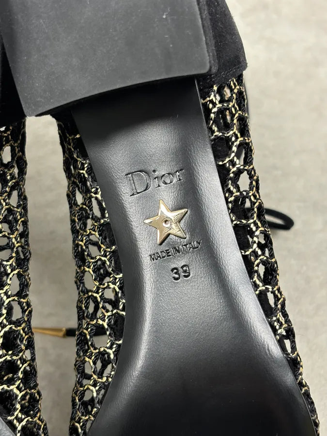 2000s Christian Dior Naughtily Black Spike Aglet Lace-Up Ankle Boots GYHZAWZ 10