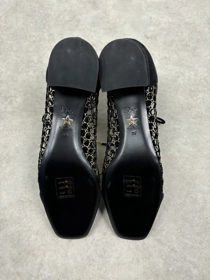 2000s Christian Dior Naughtily Black Spike Aglet Lace-Up Ankle Boots GYHZAWZ 9