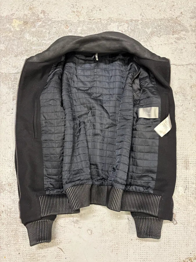 Dior Black Wool & Leather Zip-up Jacket eEqObrL 6