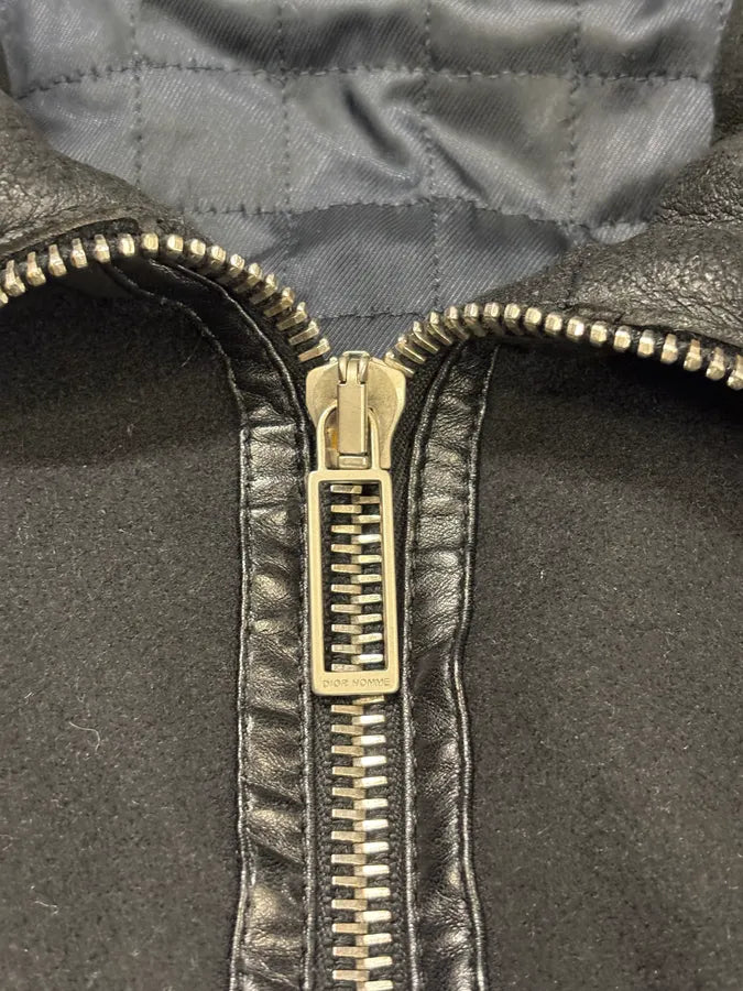 Dior Black Wool & Leather Zip-up Jacket eEqObrL 8