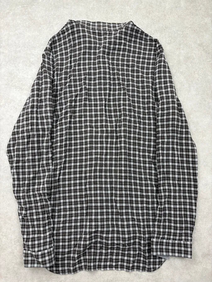 2010s Dior Grey Checkered Mao Collar Shirt by Kris Van Assche CMnfXal 5
