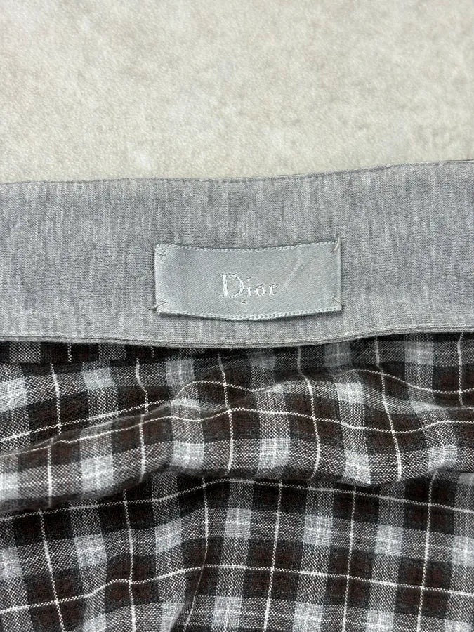 2010s Dior Grey Checkered Mao Collar Shirt by Kris Van Assche CMnfXal 8