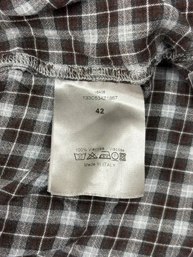 2010s Dior Grey Checkered Mao Collar Shirt by Kris Van Assche CMnfXal 9