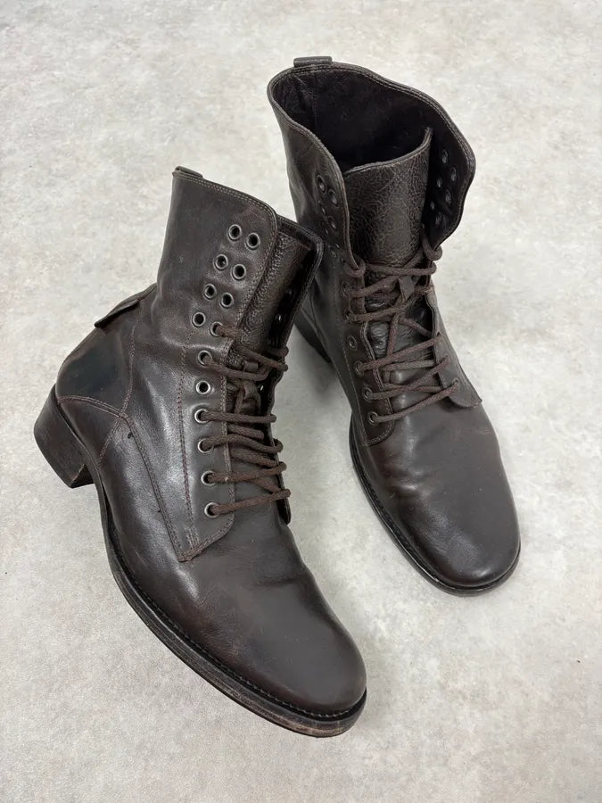 Dior Brown Leather Eyled Lace-Up Combat Boots RHNvdUa 7
