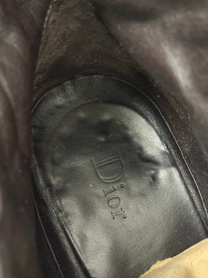 Dior Brown Leather Eyled Lace-Up Combat Boots RHNvdUa 11