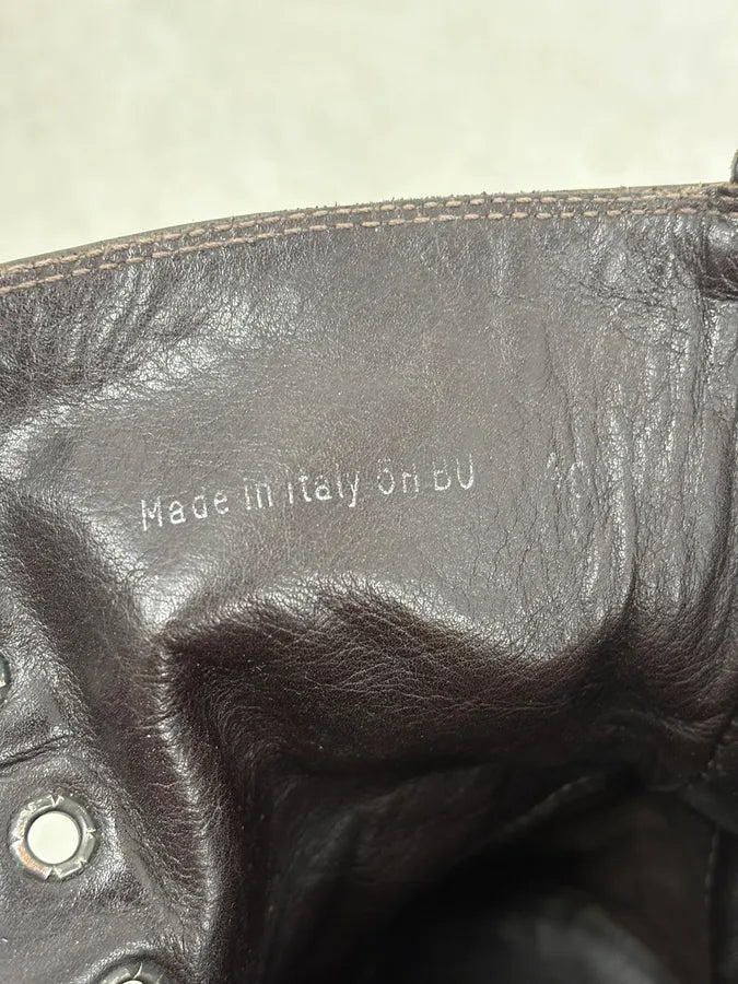 Dior Brown Leather Eyled Lace-Up Combat Boots RHNvdUa 10