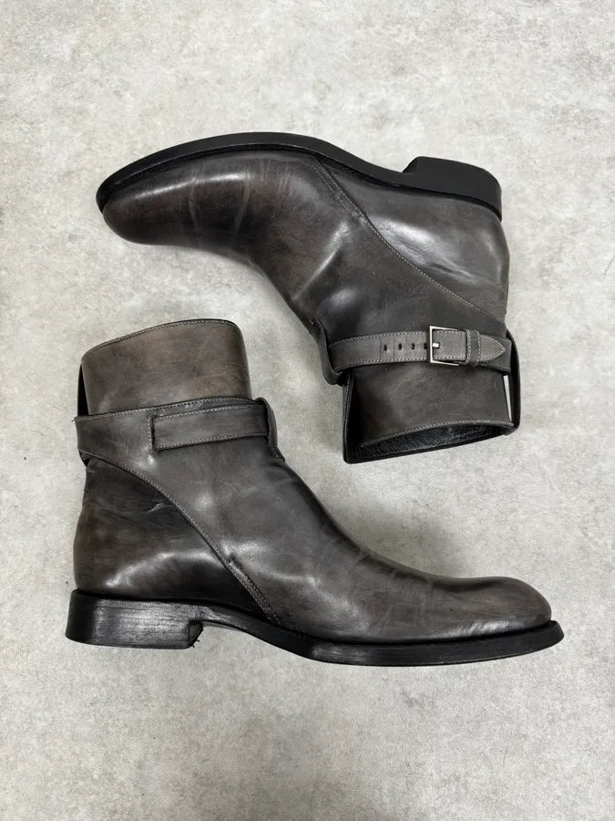 Dior Dark Grey Buckle Strap Leather Chelsea Boots  DnYwHsI 4