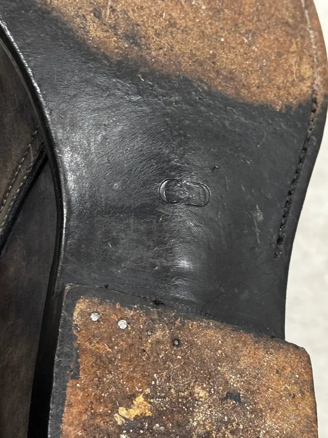 Dior Dark Grey Buckle Strap Leather Chelsea Boots  DnYwHsI 9