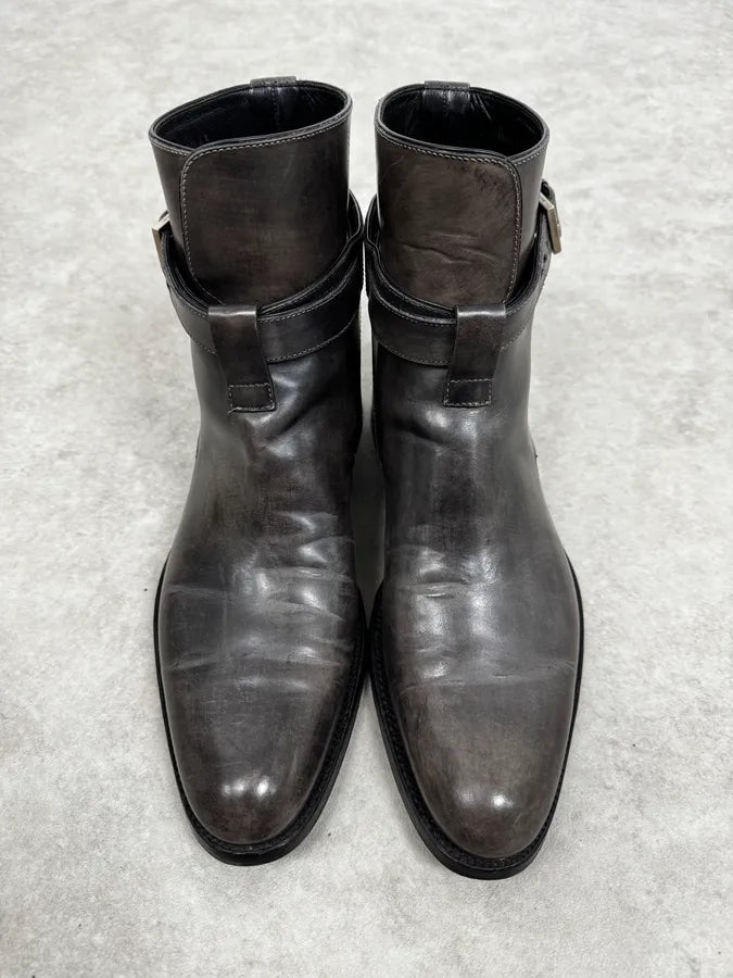 Dior Dark Grey Buckle Strap Leather Chelsea Boots  DnYwHsI 6